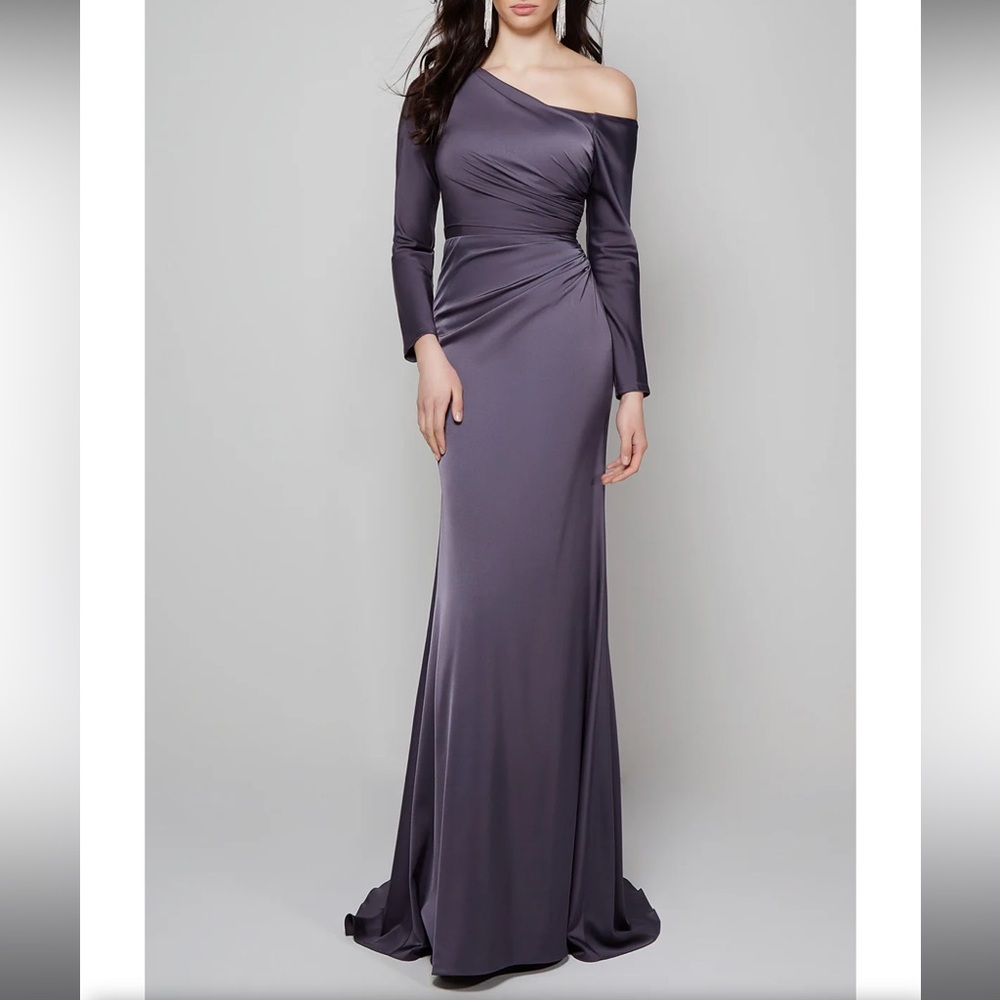 Alyce Paris one shoulder long sleeve dress